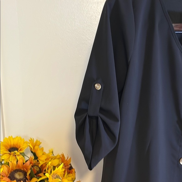 Black Buttoned Relaxed Swim Coverup - Picture 2 of 5